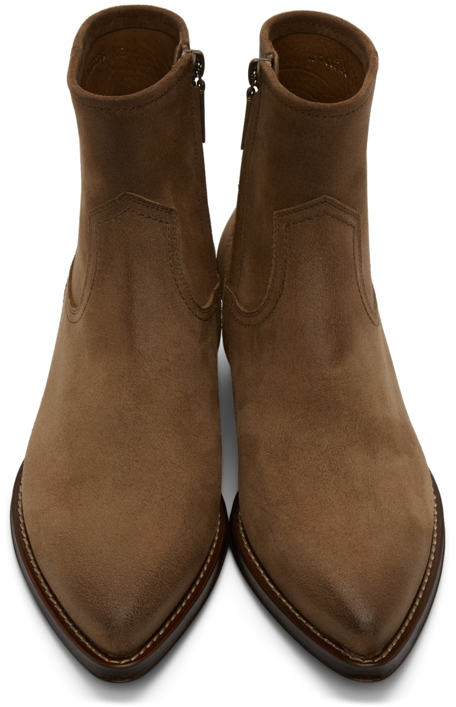 saint laurent paris ウエスタンブーツ　スエード　ルーカス Saint Laurent Lukas Boots Brown Studded Suede Men's 43.5 US