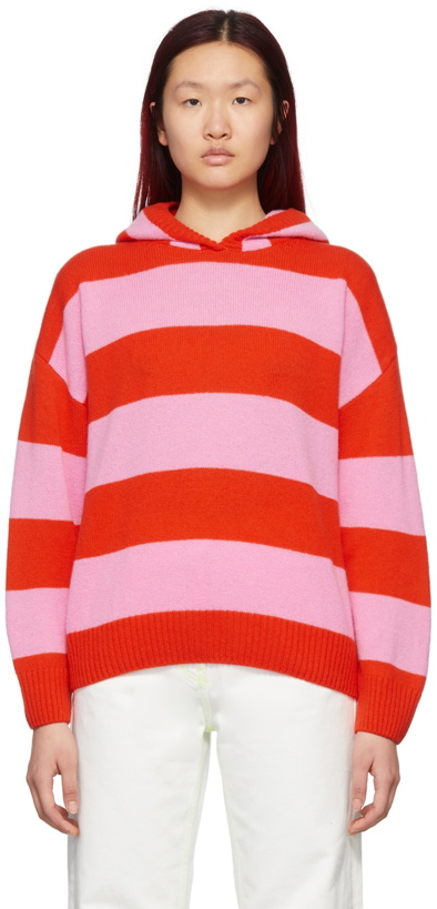 Photo: MSGM Red & Pink Striped Rugby Hoodie