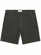 Mr P. - Slim-Fit Straight-Leg Stretch-Organic Cotton Seersucker Shorts - Brown