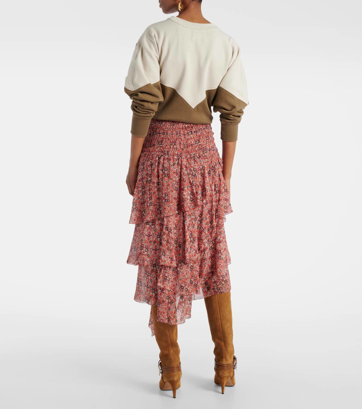 Marant Etoile Ruched ruffled floral midi skirt Isabel Marant