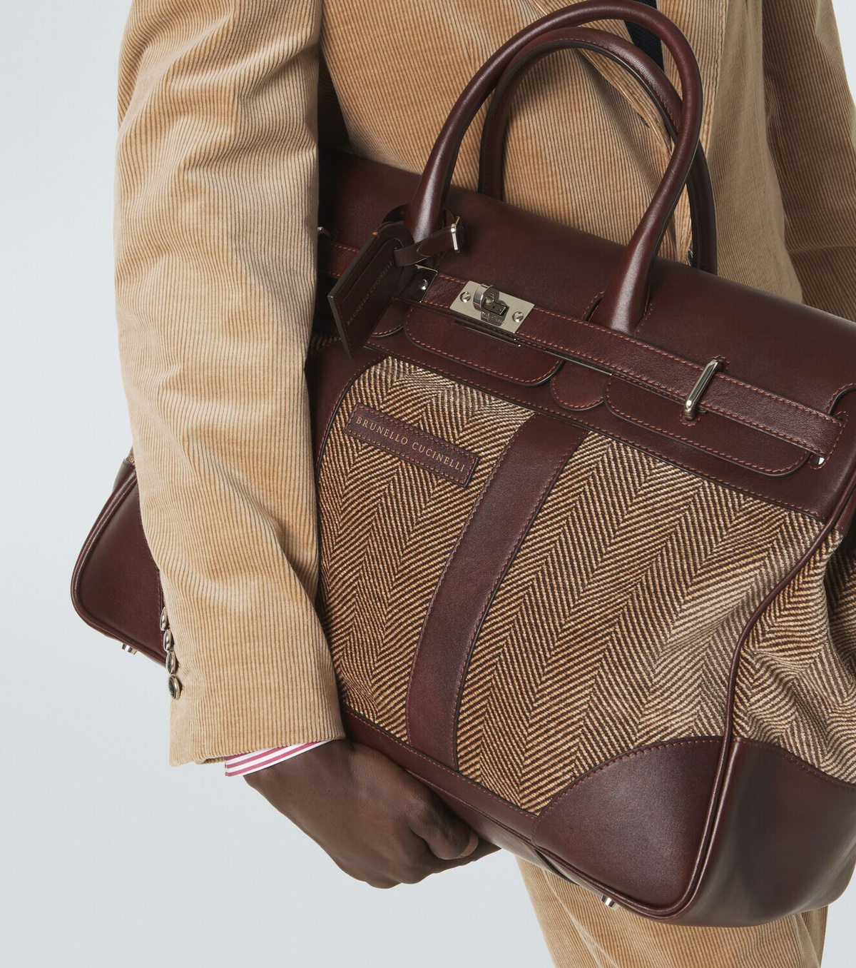Brunello Cucinelli Leather-trimmed canvas duffel bag