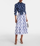 Carolina Herrera Floral cotton-blend midi skirt