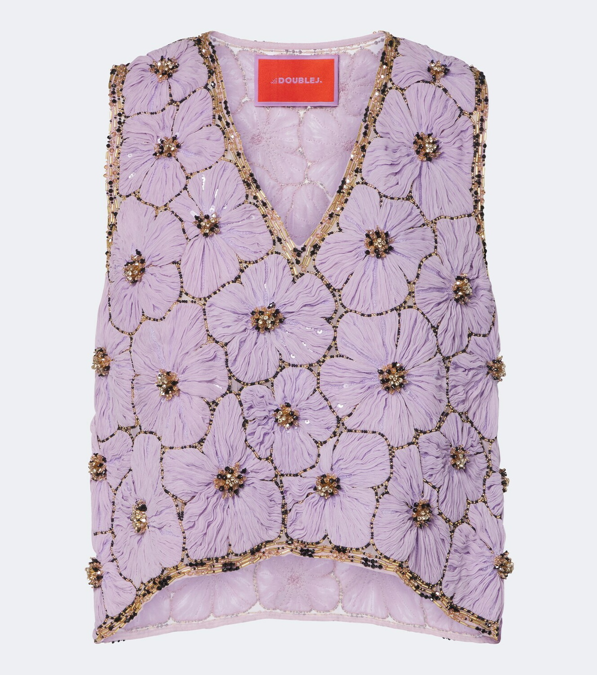 La DoubleJ Scala embellished floral chiffon top