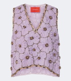 La DoubleJ Scala embellished floral chiffon top