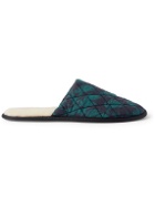 Desmond & Dempsey - Byron Wool-Lined Quilted Printed Cotton Slippers - Blue