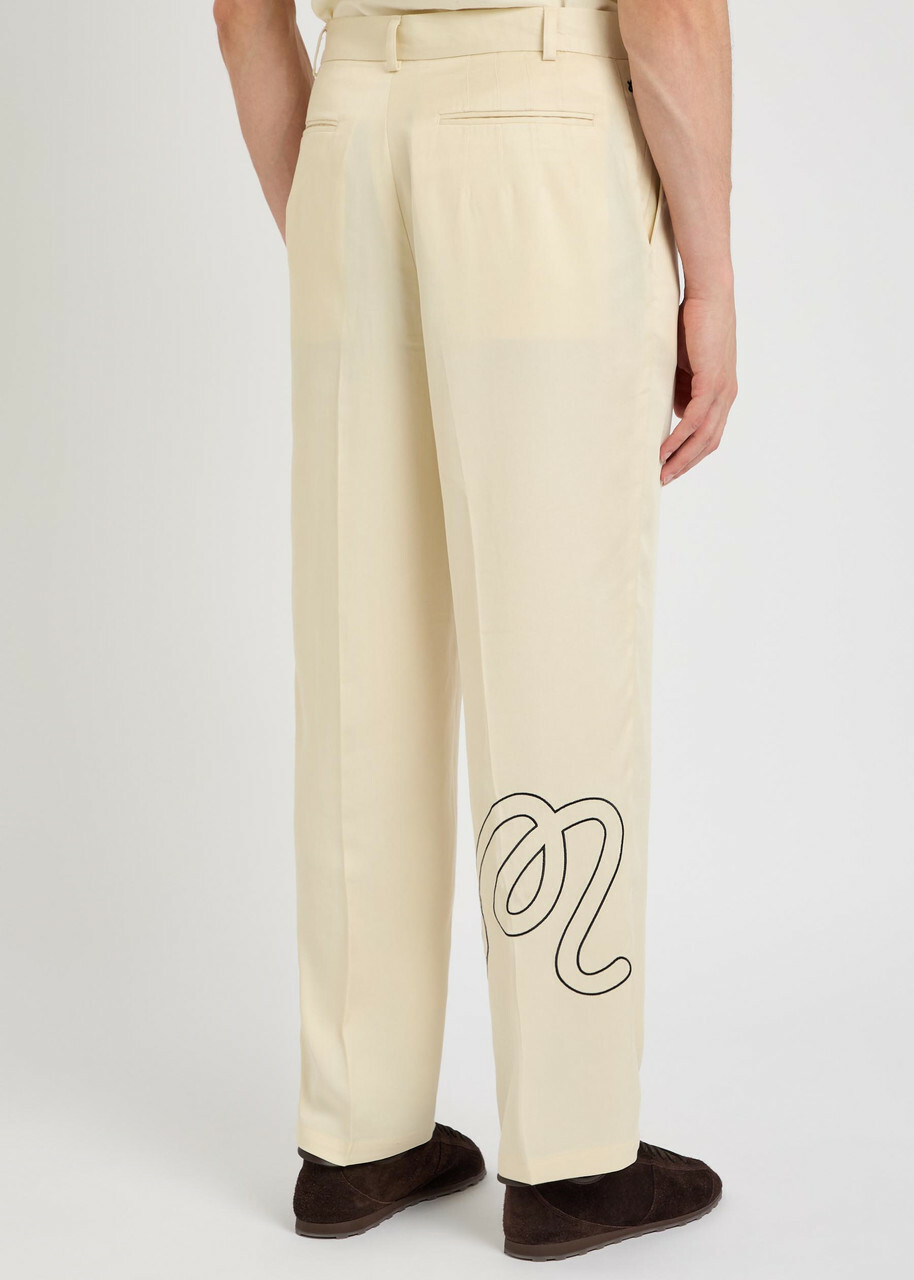 Malbon La Perla Straight-leg Tencel-twill Trousers Cream