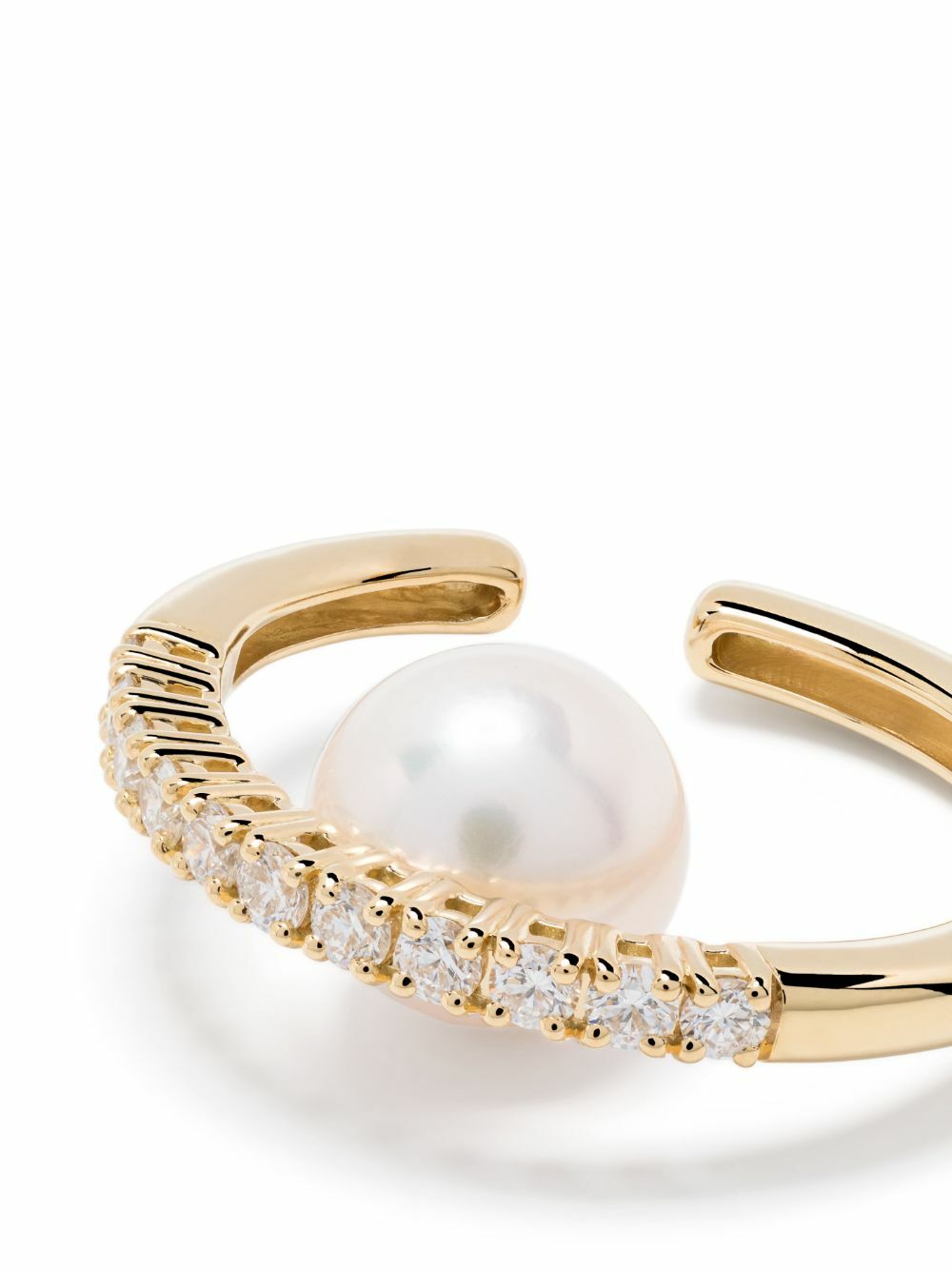Mizuki 18K Yellow Gold Akoya Pearl And Diamond Earcuff