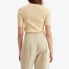 Auralee Women's Cotton Rib Knit T-Shirt in Yellow Beige