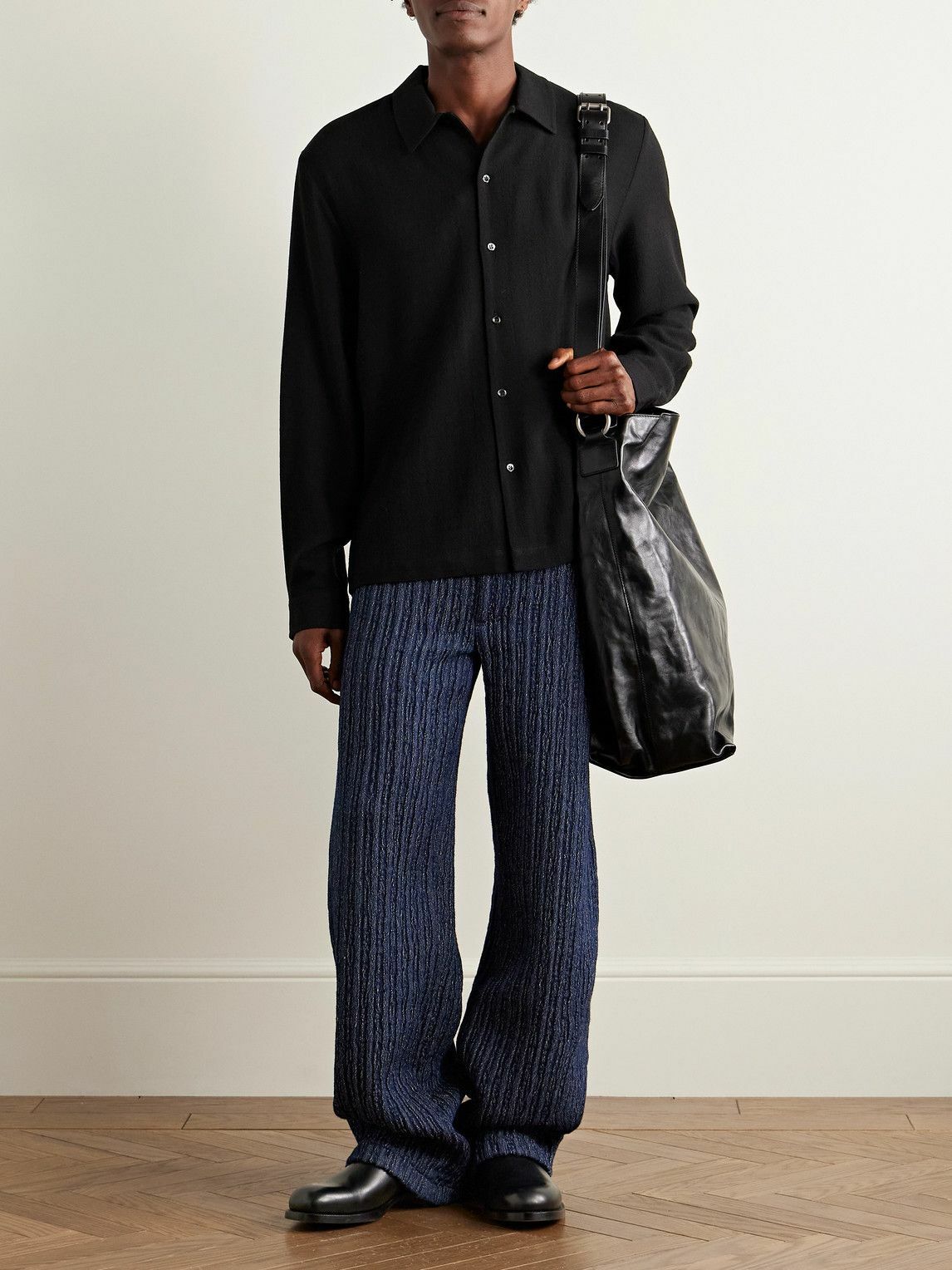 Séfr - Nasedo Straight-Leg Ribbed Cotton-Blend Bouclé Trousers - Blue