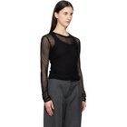 GANNI Black Mercerized Cotton Mesh Pointelle Longsleeve T-shirt
