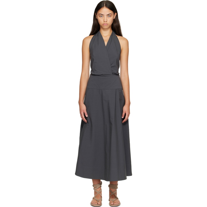 Photo: St. Agni Gray Halter Circle Hem Midi Dress