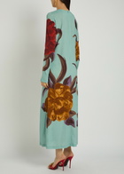 LA Double J Floral-print Stretch-jersey Midi Dress Blue