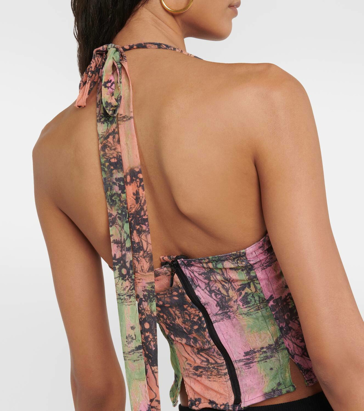 Roberta Einer Printed halterneck bustier top