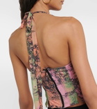 Roberta Einer Printed halterneck bustier top