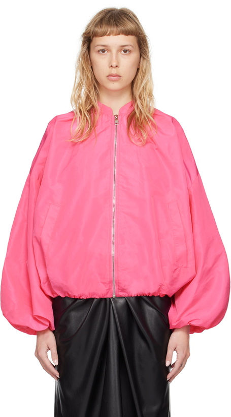 Photo: MSGM Pink Balloon Sleeve Bomber Jacket