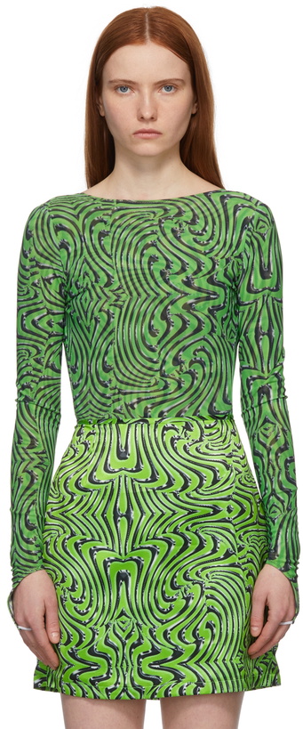 Photo: Maisie Wilen SSENSE Exclusive Green Printed Bodysuit