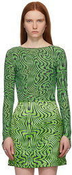 Maisie Wilen SSENSE Exclusive Green Printed Bodysuit