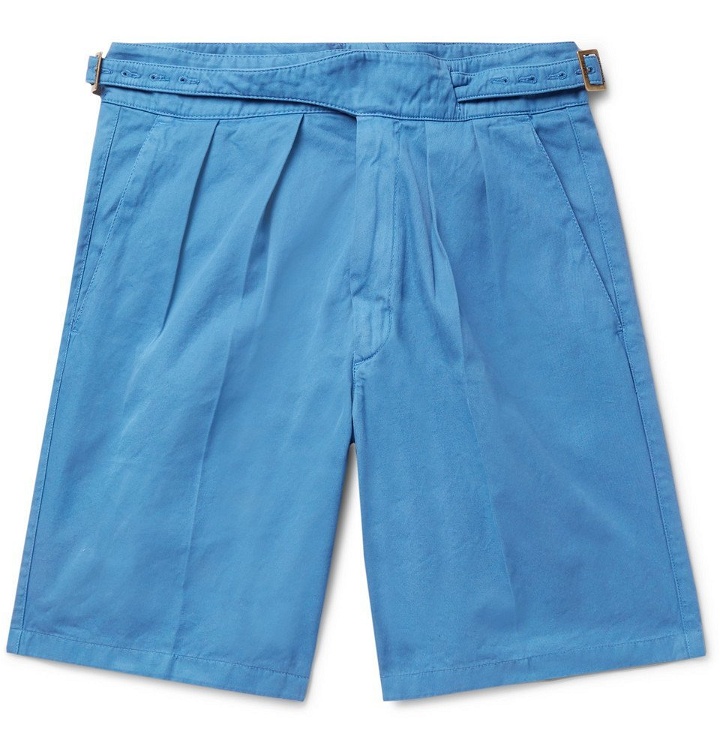 Photo: Rubinacci - Manny Pleated Cotton-Twill Bermuda Shorts - Blue