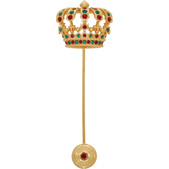 Photo: Dolce and Gabbana Gold Multicolor King Pin Brooch