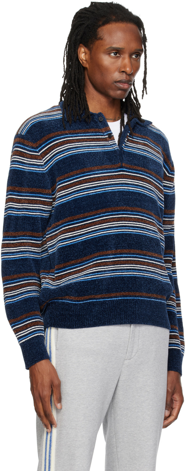 Solid Homme Navy Striped Polo