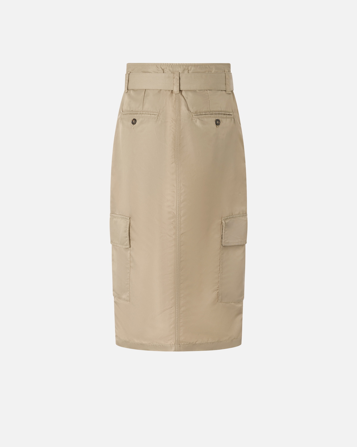Pinko Knee Length Cargo Skirt With Belt Lead Grey