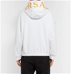 Versace - Oversized Logo-Embroidered Loopback Cotton-Jersey Hoodie - White