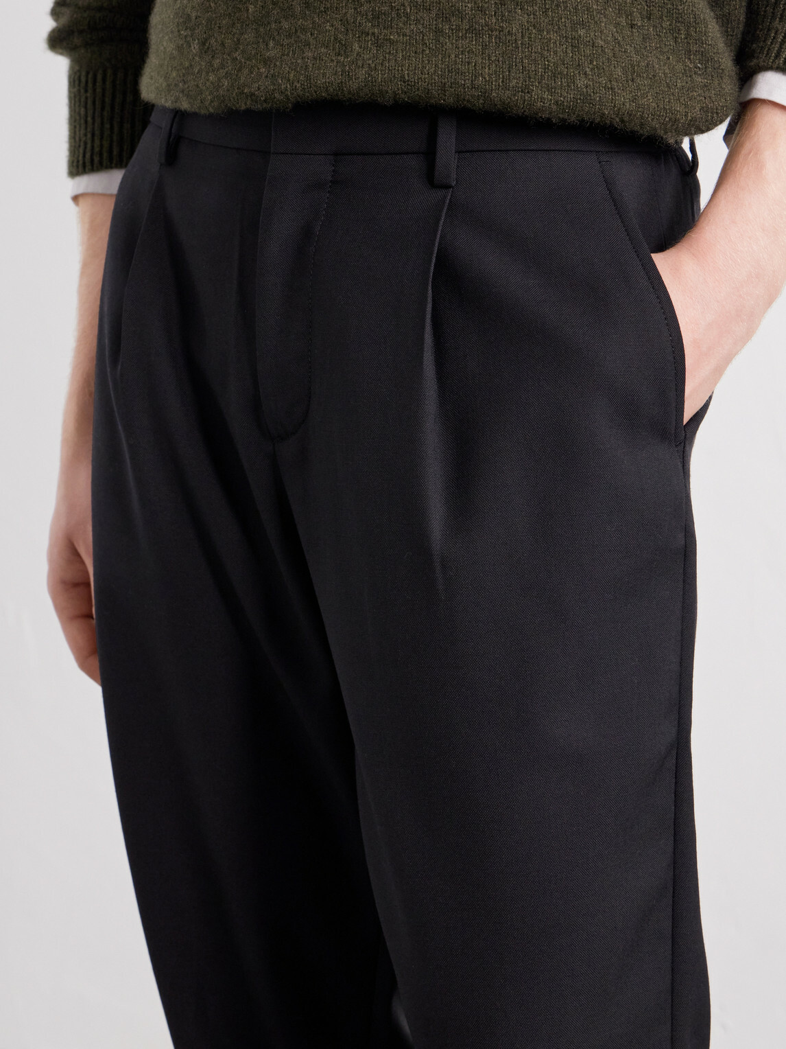Mr P. - Wide-Leg Pleated Wool-Fresco Trousers - Black