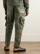 Greg Lauren - Mixed Army Lounge Tapered Patchwork Cotton Cargo Trousers - Green