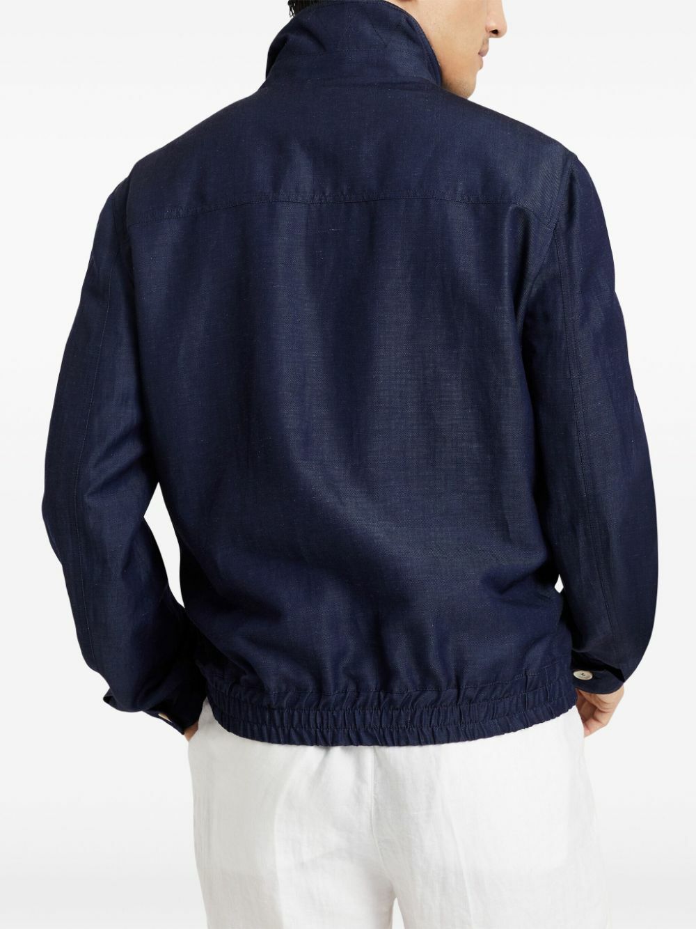 Brunello Cucinelli Blue Spread-Collar Bomber Jacket Brunello