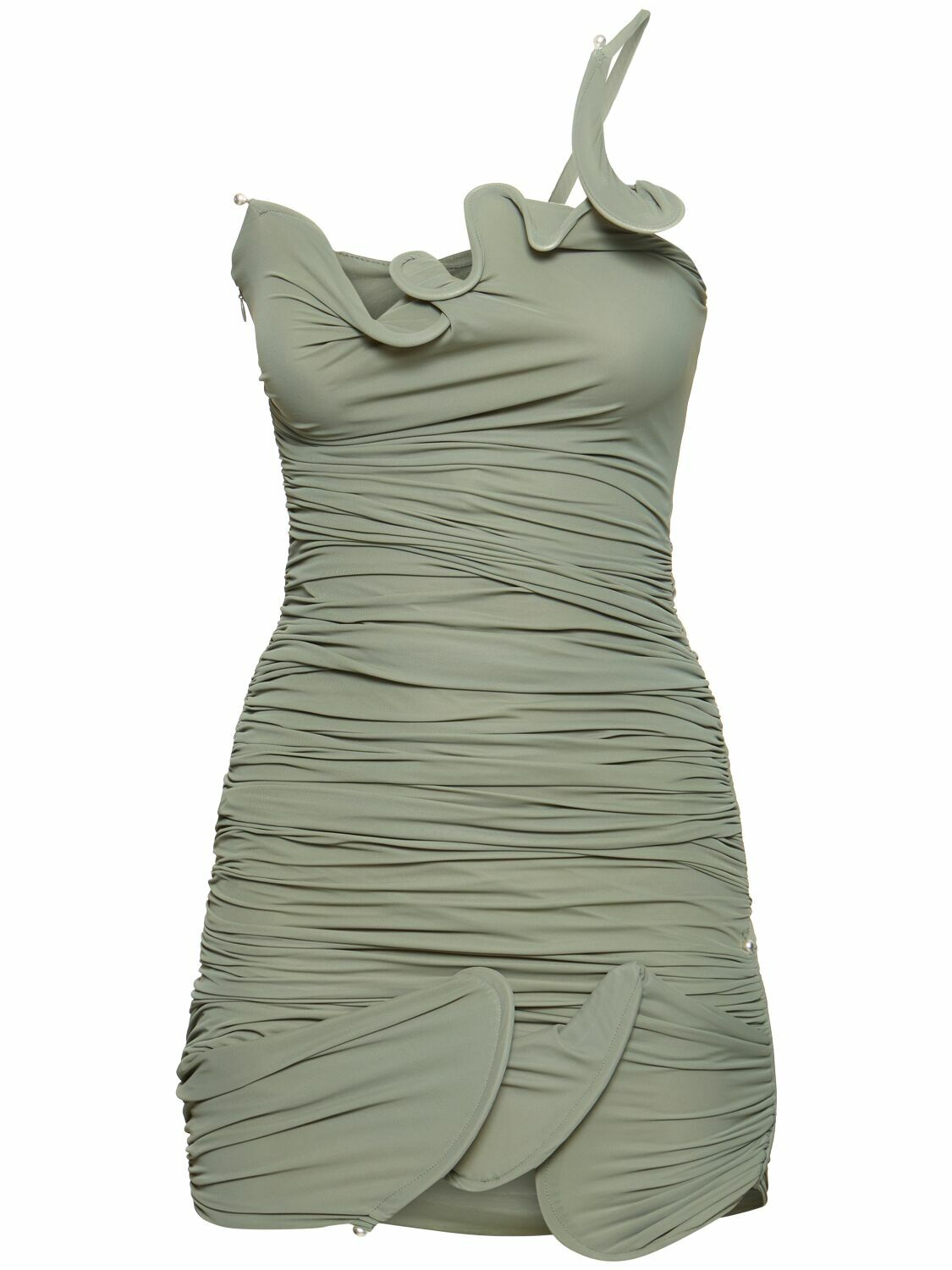 venus ruched bodycon dress VENUS Ruched Mesh Bodycon Dress | Cloud Dancer