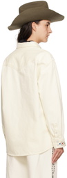 Anna Sui White Studded Denim Shirt
