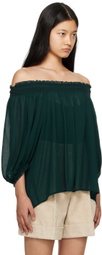 See by Chloé Green Shirred Blouse