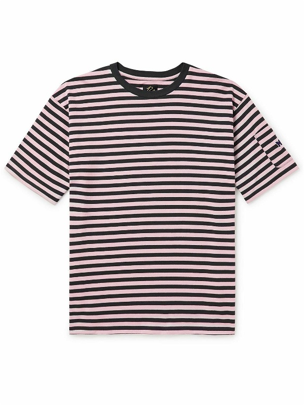 Photo: Needles - Striped Cotton-Jersey T-Shirt - Pink