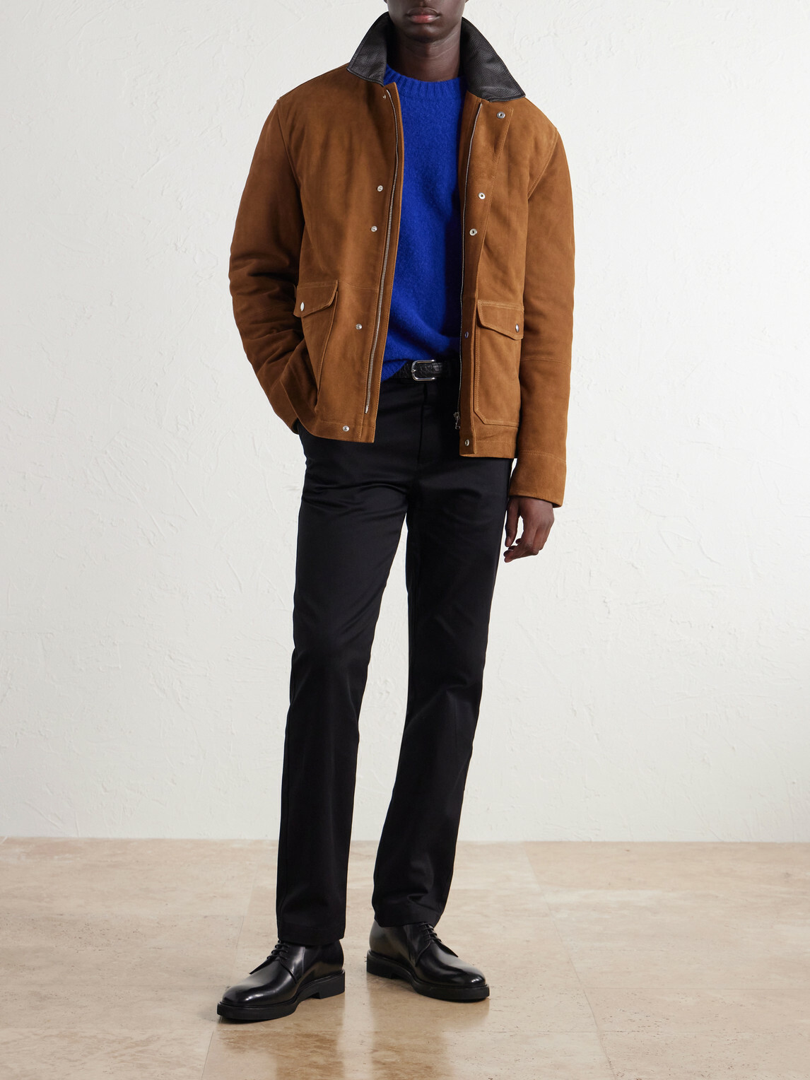 Mr P. - Leather-Trimmed Suede Jacket - Yellow