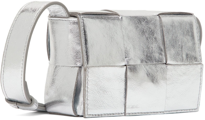 Bottega Veneta Padded Cassette Metallic Silver Lambskin Crossbody Bag –  Queen Bee of Beverly Hills