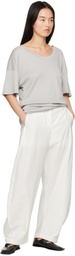 AMOMENTO White Curved Silhouette Trousers