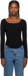AMOMENTO Black Corset Long Sleeve T-Shirt