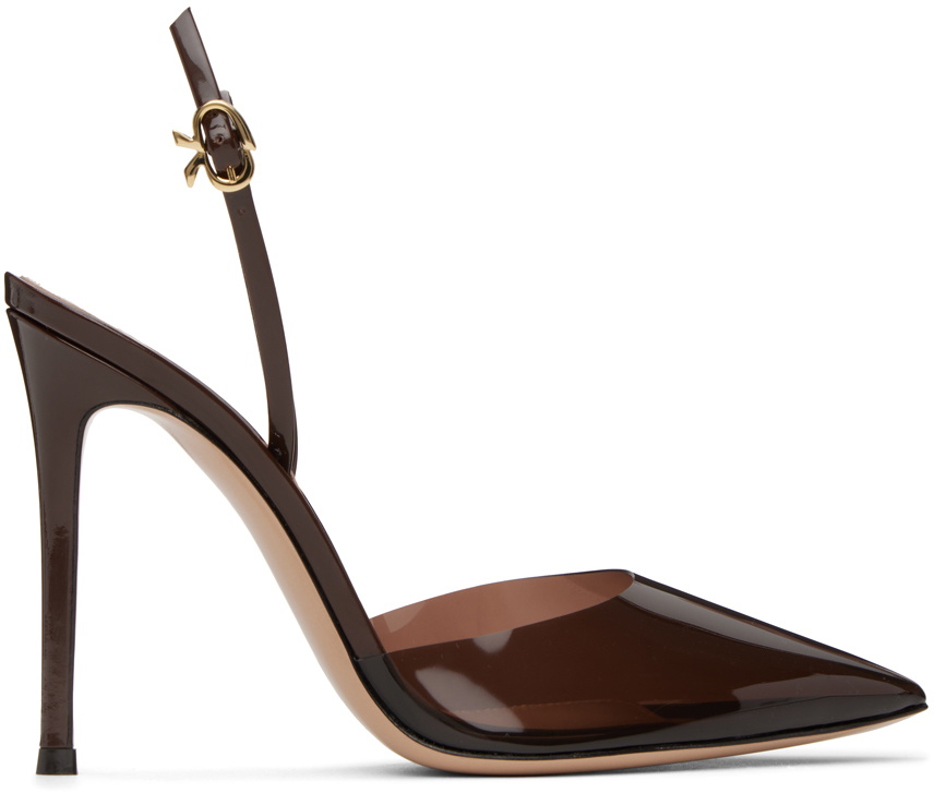 Gianvito Rossi Brown Ribbon D'Orsay Heels