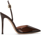 Gianvito Rossi Brown Ribbon D'Orsay Heels