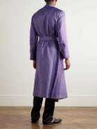 Charvet - Belted Printed Silk-Twill Robe - Purple