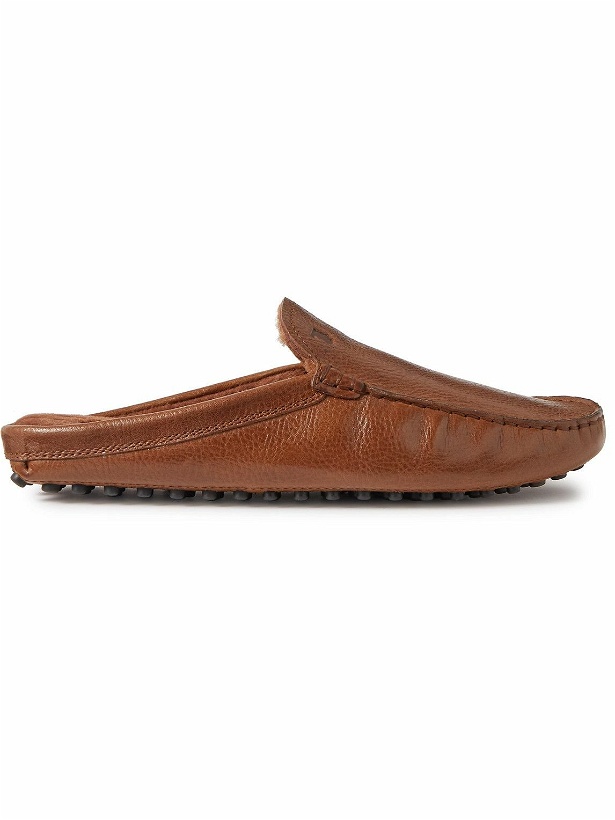 Photo: Tod's - Shearling-Lined Full-Grain Leather Slippers - Brown