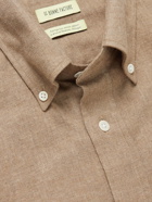 De Bonne Facture - Button-Down Collar Cotton-Flannel Shirt - Neutrals