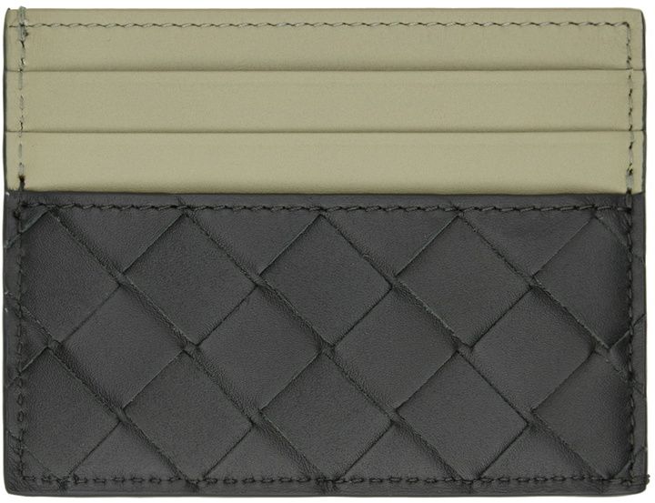 Photo: Bottega Veneta Black & Green Intrecciato Card Holder