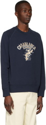 Casablanca Navy Ichiban Embroidered Raglan Sweatshirt
