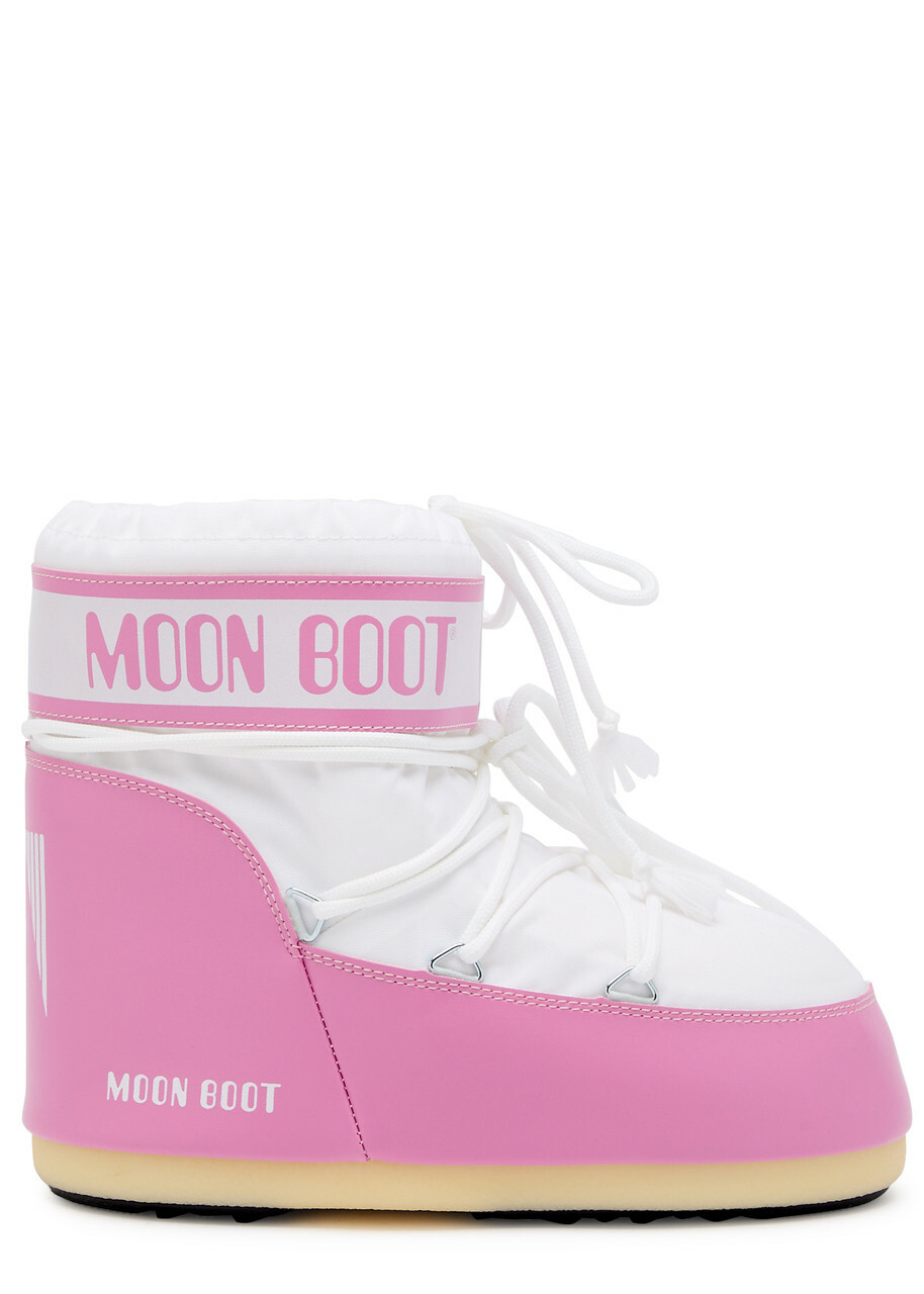 Moon Boot Icon Padded Nylon Snow Boots Pink And White 3638