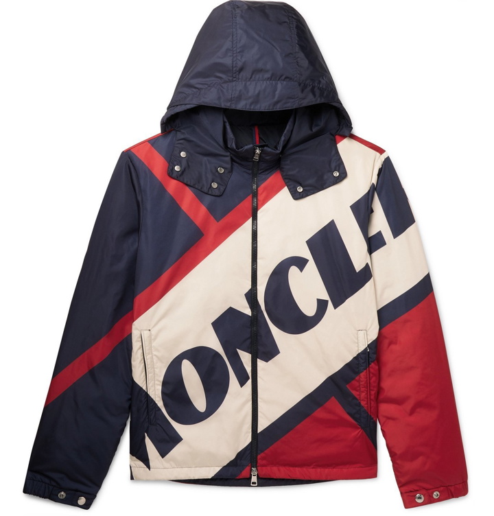 Photo: Moncler - Slim-Fit Logo-Print Shell Hooded Down Jacket - Blue