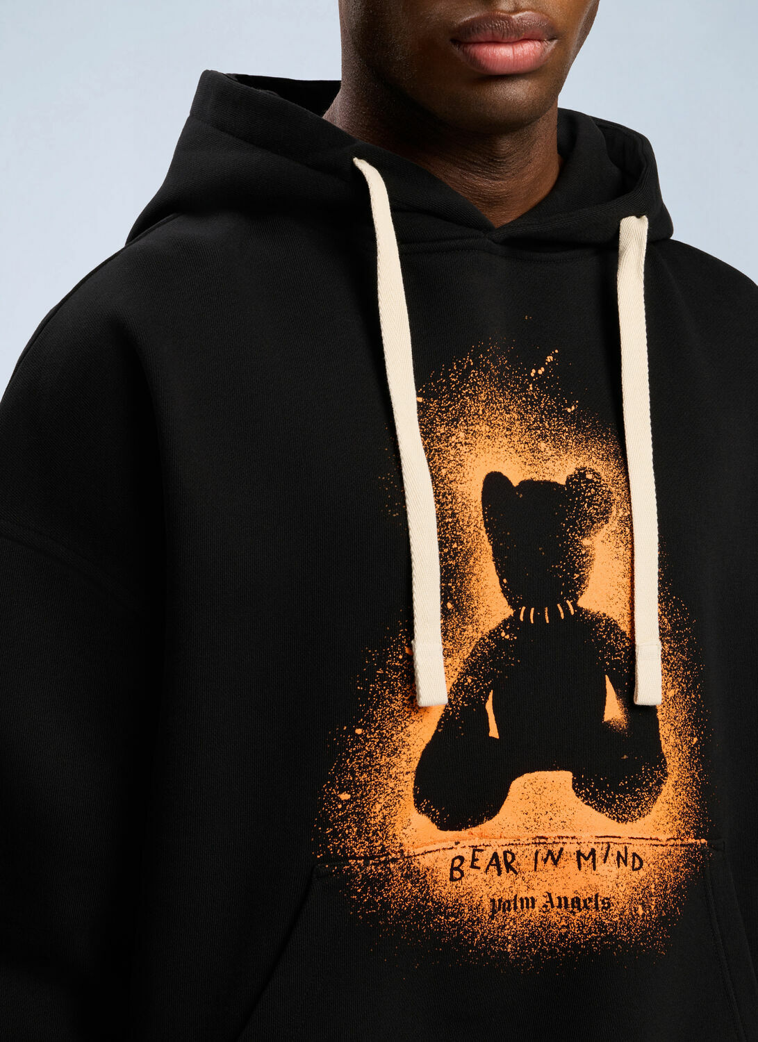 Palm Angels Spray Bear Loose Hooded Sweatshirt