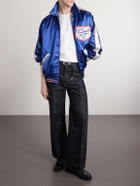 Needles - Stadium Logo-Embroidered Appliquéd Satin Bomber Jacket - Blue