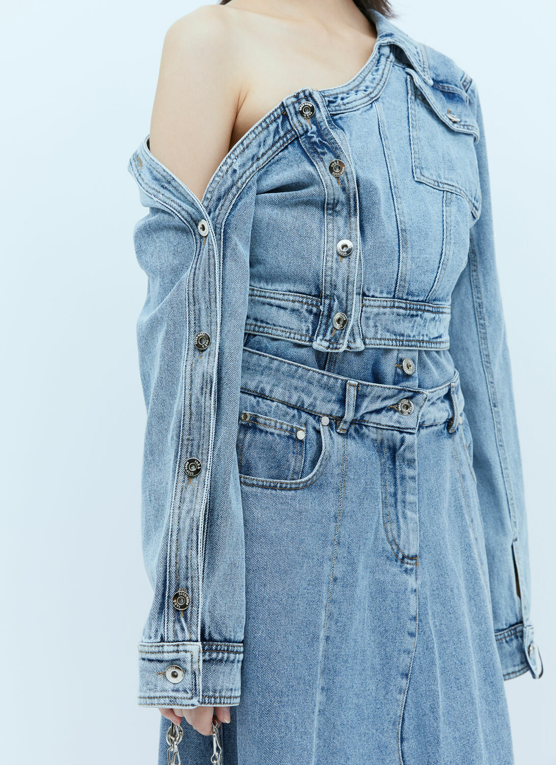 Rokh Asymmetric Neck Denim Jacket