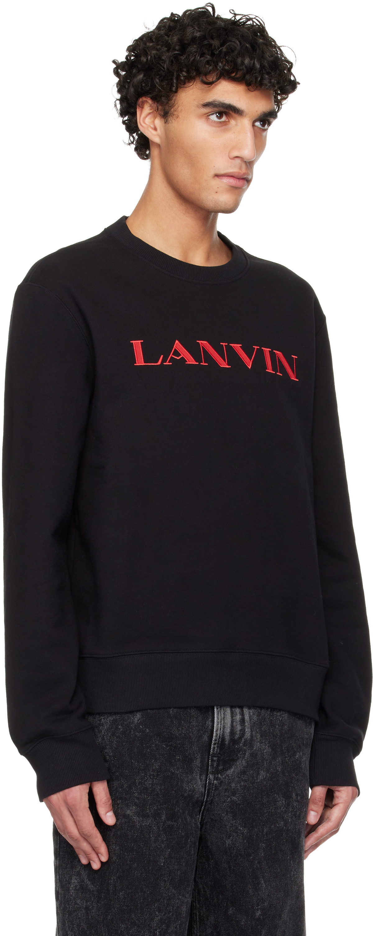 Lanvin Black 'Lanvin Embroidered' Cotton Sweatshirt